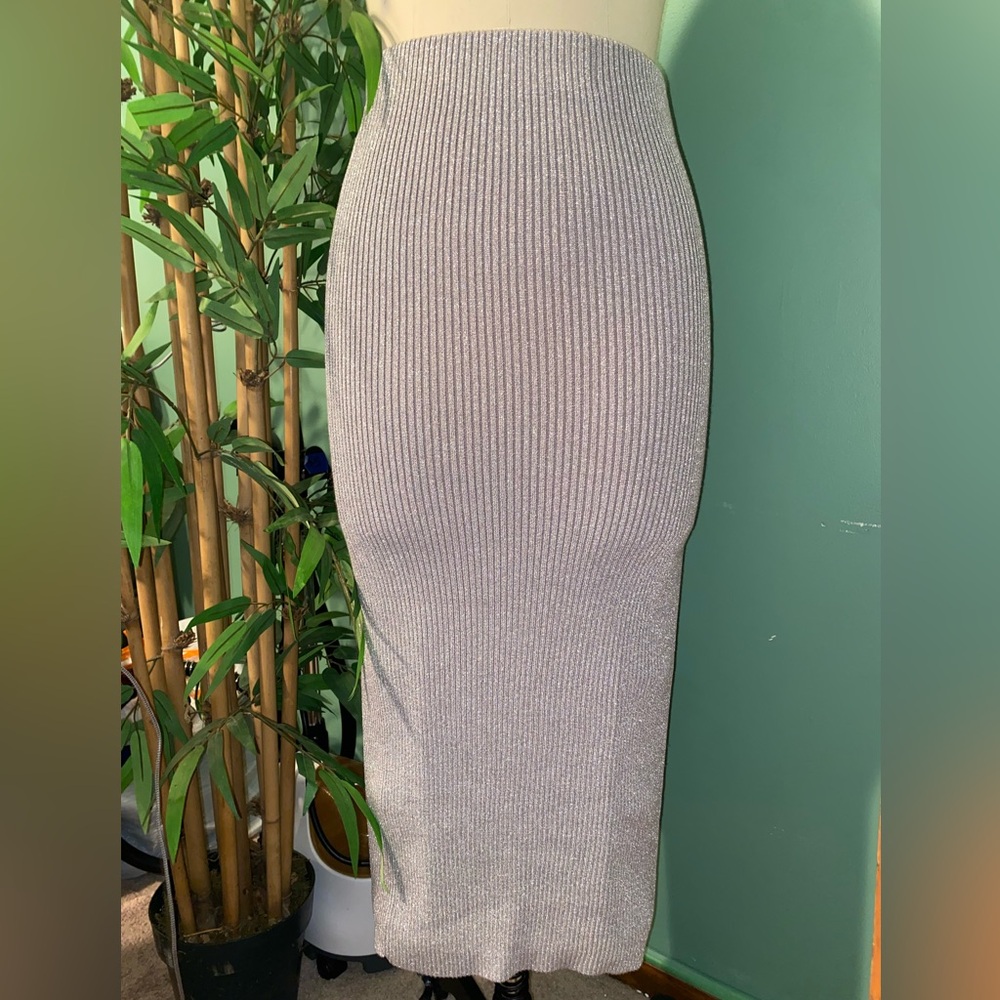 H&M Metallic Silver Knit Top